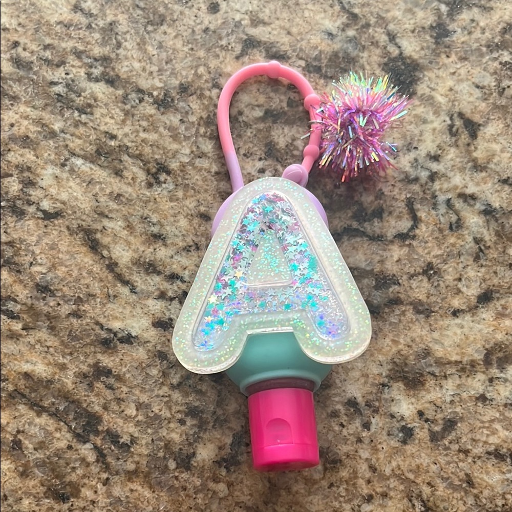Justice Glittery Initial A Hand Sanitizer Holder